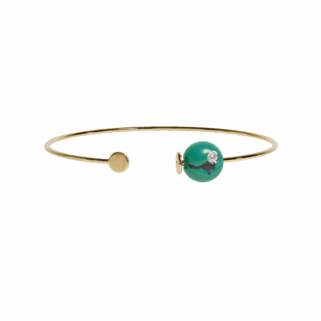 Jonc or jaune, "Muse Artémis" Vert jade