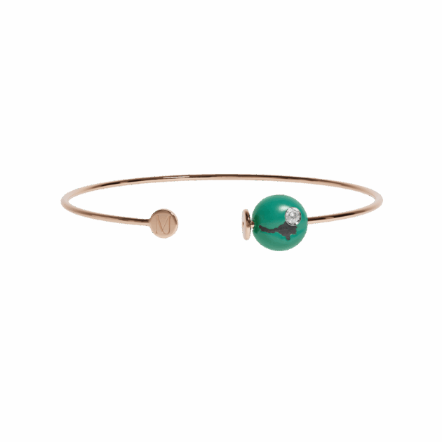 Jonc or rose, « Muse Artémis » Vert jade