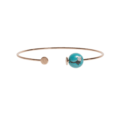 Jonc or rose, "Muse Téthys" Bleu turquoise